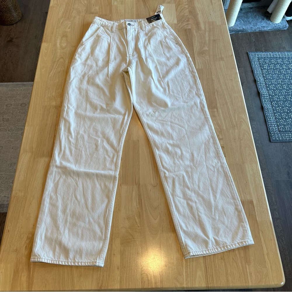 Abercrombie & Fitch 27L/4L CREAM OFF WHITE HIGH RISE THE LOOSE JEANS CURVE LOVE